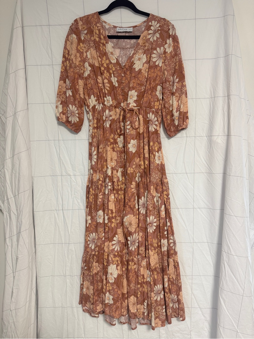 Petal & Pup Rust Peach Floral Maxi Dress